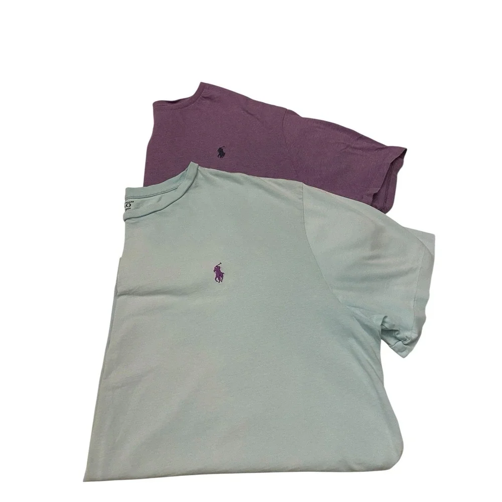 Polo Ralph Lauren T-Shirt Lot of 2 Mens XXL Crew Neck Cotton Blue Purple Pony